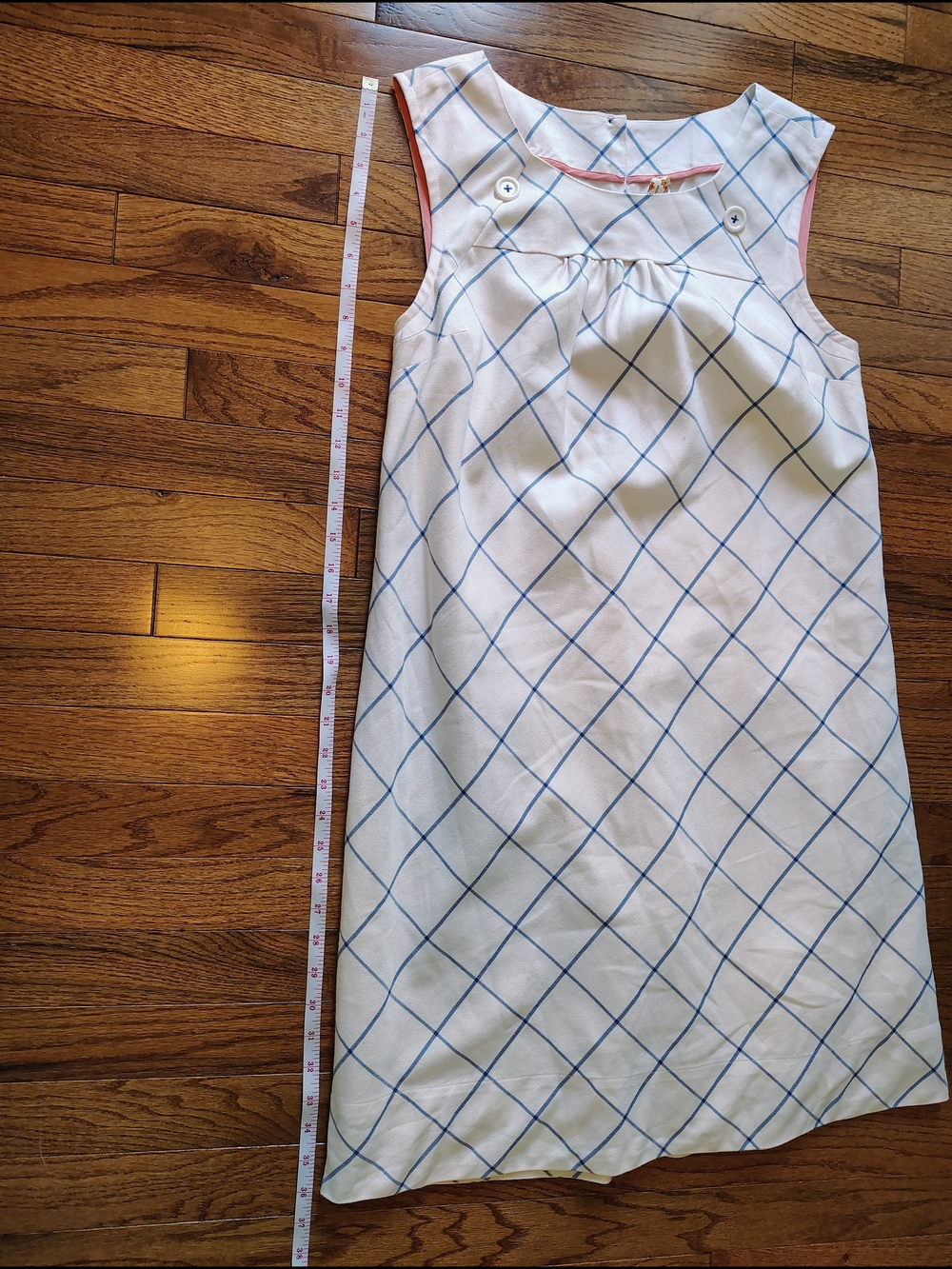 Maeve Anthropologie Blue White Windowpane Plaid Sleeveless Pinafore Dress - Picture 7 of 7